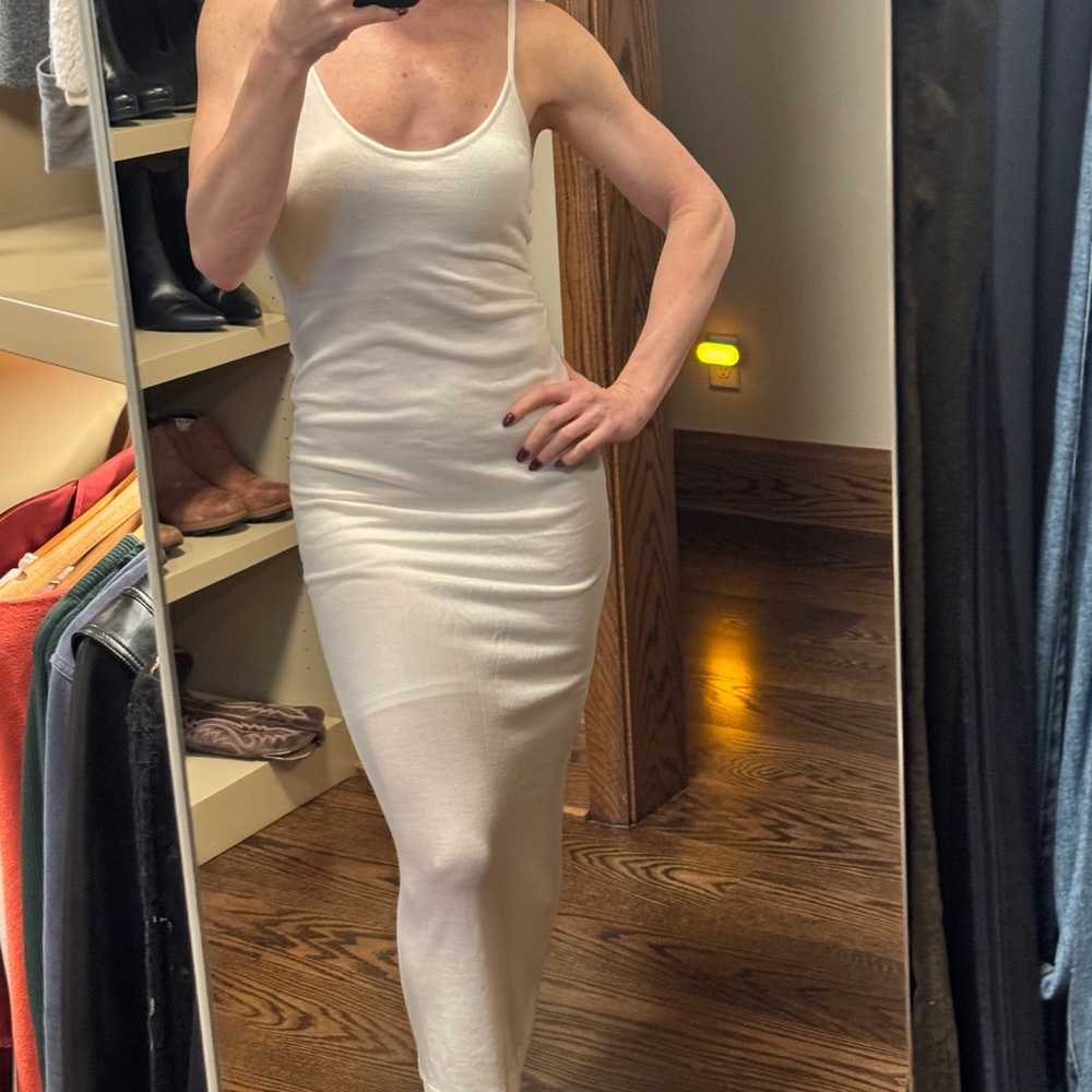 Alice + Olivia Cream Slip Dress with Spaghetti Straps for Night Out